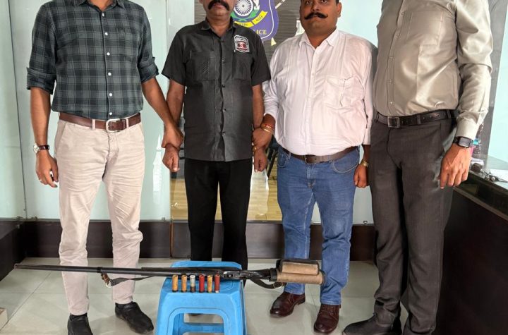 ભરૂચમાં ગેરકાયદેસર હથિયાર સાથે સિક્યુરિટી ગાર્ડ ઝડપાયો: સેવાશ્રમ રોડ પરથી સિંગલ બેરલ બંદુક અને 6 કારતુસ સાથે પોલીસે ઝડપી લીધો